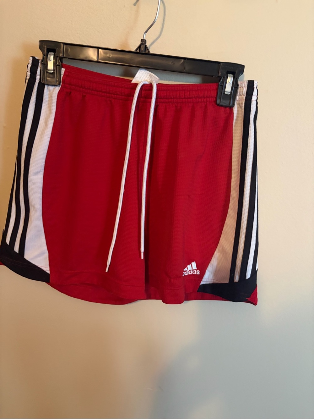 adidas Red Shorts with White Drawstring and Logo